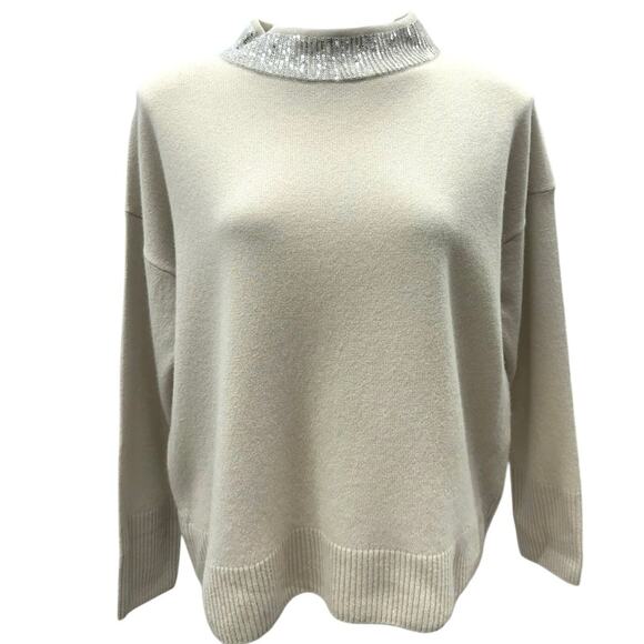 Chicos Black Label Cashmere Sequin Sweater Oversized Women's Medium $350 - Picture 4 of 6